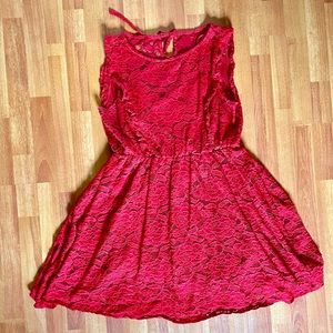 Lauren Conrad Red Lace Dress XL